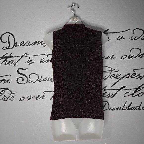 Vintage Red & Black Sleeveless Cowl Neck Sparkle Blouse, Joanna, Small - Picture 4 of 6